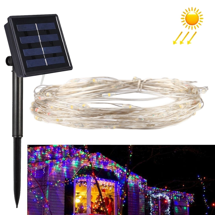 10m IP65 Waterproof Colorful Light Solar Panel Silver Wire String Light, 100 LEDs SMD 0603 Fairy Lamp Decorative Light by bashfashion