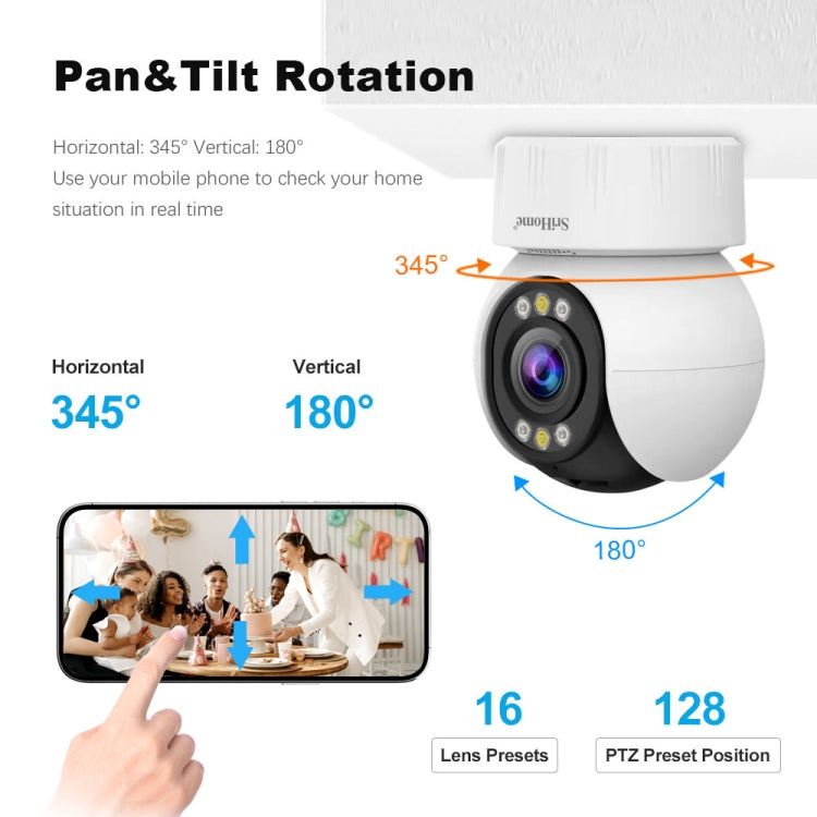 SriHome SH046 4.0 Million Pixels FHD Low Power Consumption Wireless Home Security Camera System (US Plug) by SriHome