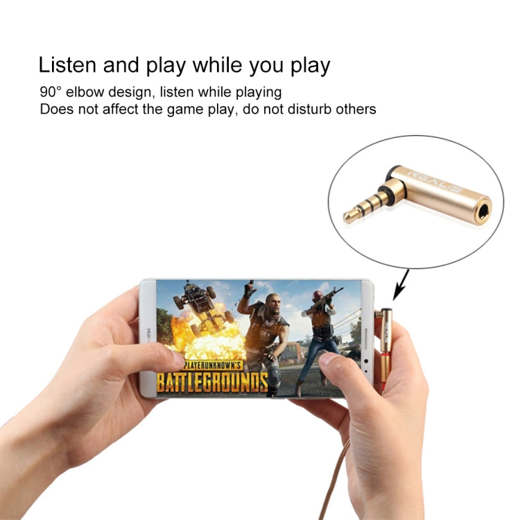 REXLIS BK3567 3.5mm Male + 3.5mm Female L-shaped 90 Degree Elbow Gold-plated Plug Gold Audio Interface Extension Adapter for 3.5mm Interface Devices, Support Earphones with Microphone by REXLIS