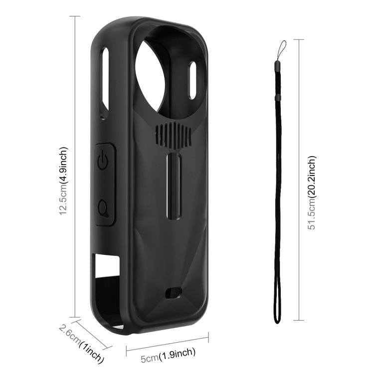 For Insta360 X5 PULUZ Silicone Protective Case with Lens Cover (Black) by PULUZ