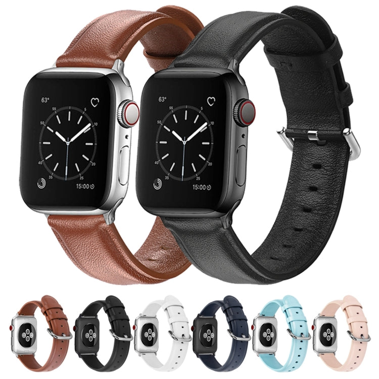For Apple Watch Series 5 & 4 44mm 3 & 2 & 1 42mm Round Hole Leather Strap(Sky blue) by bashfashion