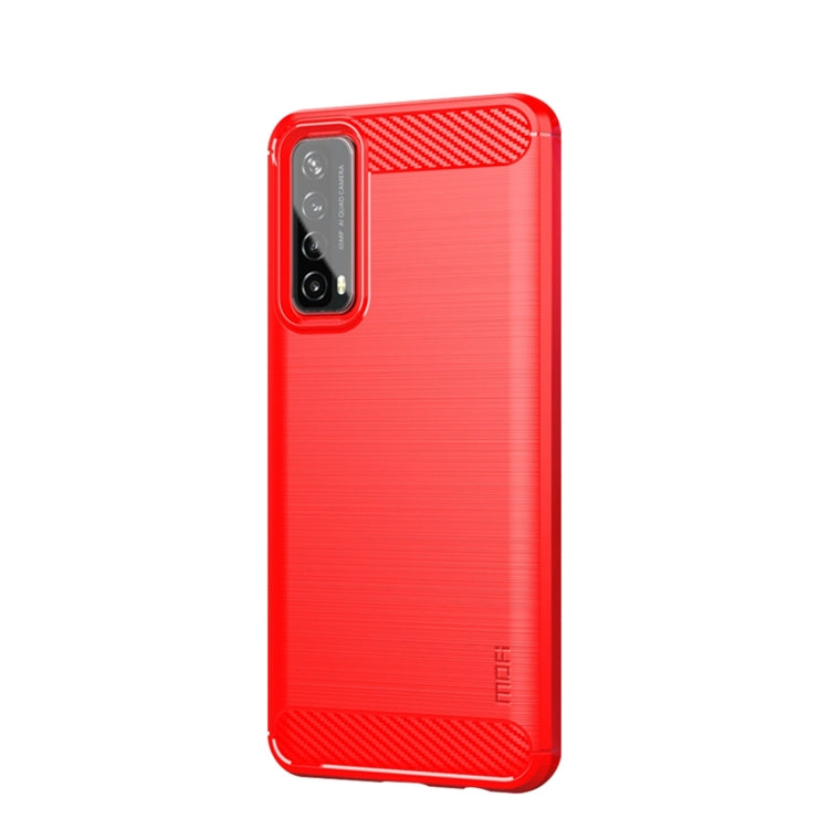 For Huawei P Smart 2021 / Y7A MOFI Gentleness Series Brushed Texture Carbon Fiber Soft TPU Case(Red) by AutSpace