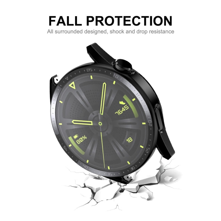 For Huawei Watch GT 3 46mm ENKAY Matte PC Frame + Tempered Glass Protector Case With Scale(Black) by ENKAY