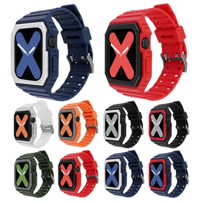Silicone Strap with Case For Apple Watch Series 8&7 45mm / SE 2&6&SE&5&4 44mm / 3&2&1 42mm(Blue+White) by bashfashion