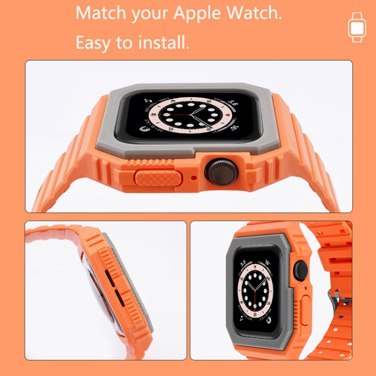Silicone Strap with Case For Apple Watch Series 8&7 45mm / SE 2&6&SE&5&4 44mm / 3&2&1 42mm(Black+Red) by bashfashion