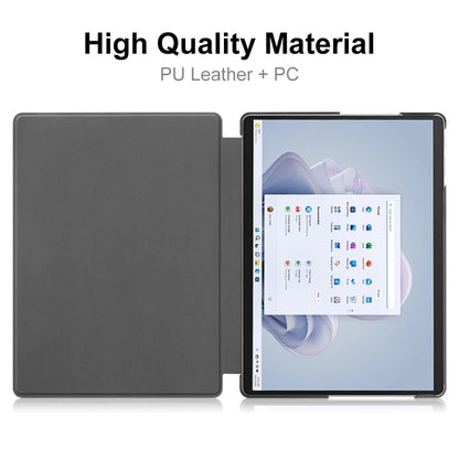 For Microsoft Surface Pro 9 JUNSUNMAY Custer Solid Color 3-Fold Stand Leather Tablet Case(Dark Blue) by JUNSUNMAY