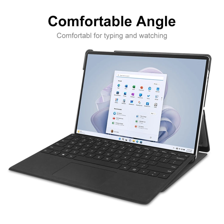 For Microsoft Surface Pro 9 JUNSUNMAY Custer Solid Color 3-Fold Stand Leather Tablet Case(Dark Green) by JUNSUNMAY