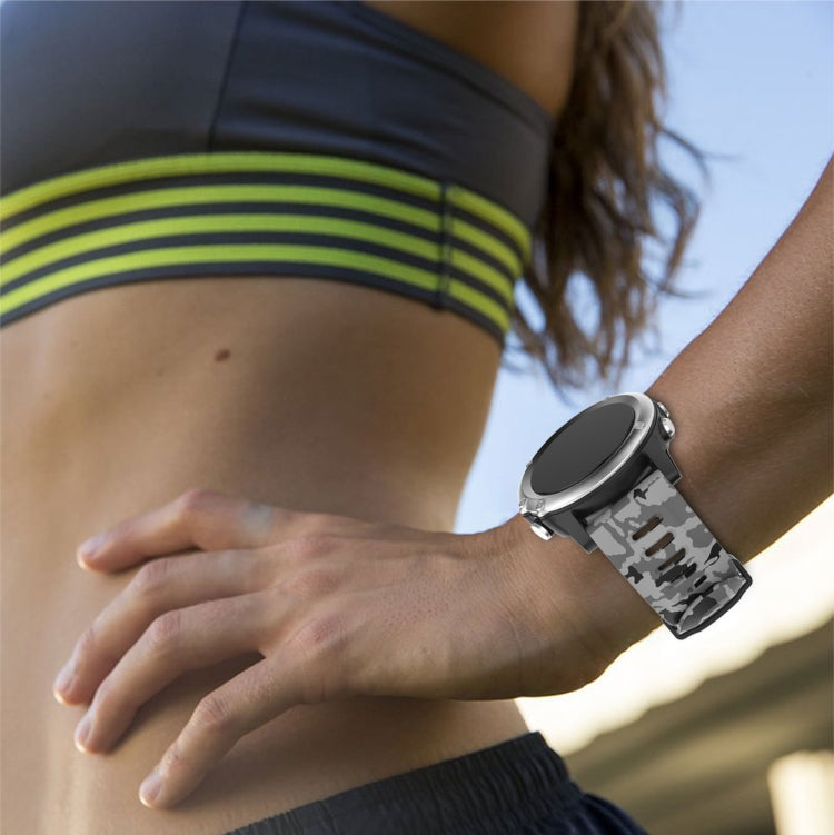 For Garmin Fenix 3 26mm Camouflage Printed Silicone Watch Band(Grey+Army Camouflage) by bashfashion
