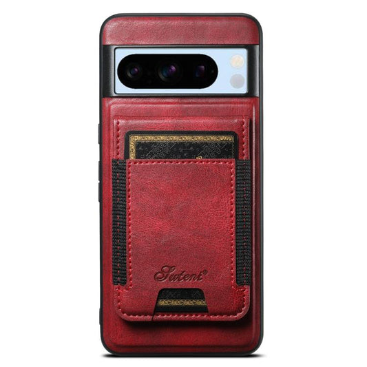 For Google Pixel 8 Pro Suteni H17 Oil Eax Leather Detachable Wallet Phone Case(Red) by Suteni