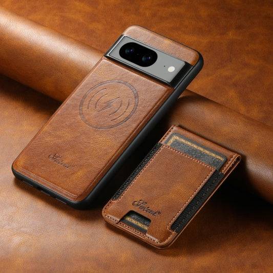 For Google Pixel 8 Suteni H17 Oil Eax Leather Detachable Wallet Phone Case(Brown) by Suteni