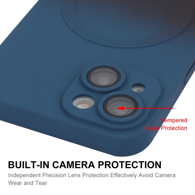 For iPhone 13 ENKAY Hat-Prince MagSafe Rainbow Gradient Silicone Phone Case with Lens Film(Green Blue) by ENKAY