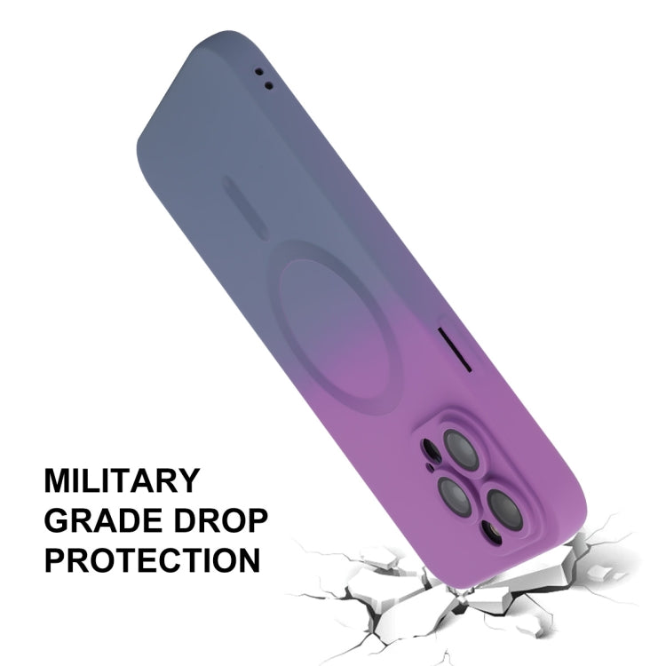 For iPhone 15 Pro Max ENKAY Hat-Prince MagSafe Rainbow Gradient Silicone Phone Case with Lens Film(Dark Blue) by ENKAY