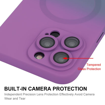 For iPhone 16 Pro Max ENKAY Hat-Prince MagSafe Rainbow Gradient Silicone Phone Case with Lens Film(Green Blue) by ENKAY