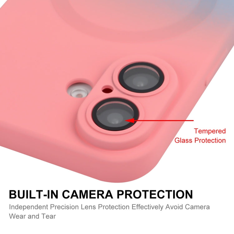 For iPhone 16 Plus ENKAY Hat-Prince MagSafe Rainbow Gradient Silicone Phone Case with Lens Film(Green Blue) by ENKAY