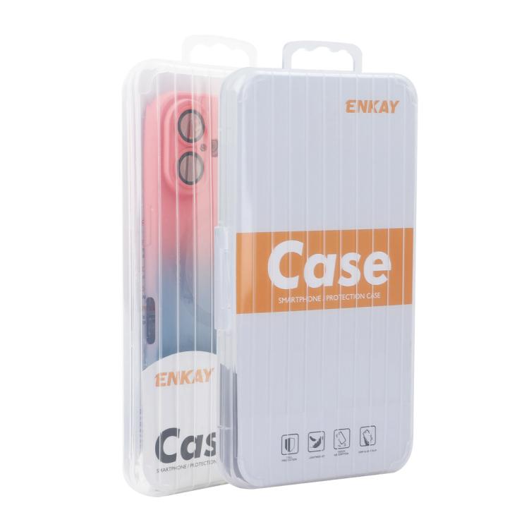 For iPhone 16 Pro Max ENKAY Hat-Prince MagSafe Rainbow Gradient Silicone Phone Case with Lens Film(Green Blue) by ENKAY