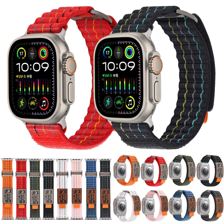 For Apple Watch Ultra 2 49mm Two Sections Nylon Hook and Loop Fastener Watch Band(Storm Black) by bashfashion