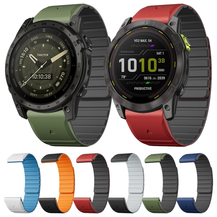 For Garmin Tactix 7 / Tactix DELTA Dual Color Magnetic Quick Release 26mm Silicone Watch Band(Green+Black) by bashfashion
