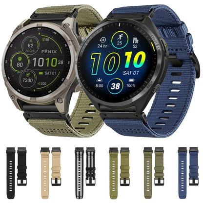 For Garmin Fenix 5 / 5 Plus Nylon Canvas Quick Release 22mm Watch Band(Army Green) by bashfashion