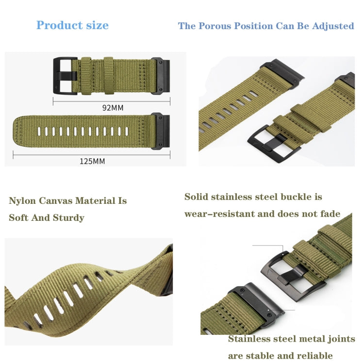 For Garmin Descent G1 Nylon Canvas Quick Release 22mm Watch Band(Army Green) by bashfashion