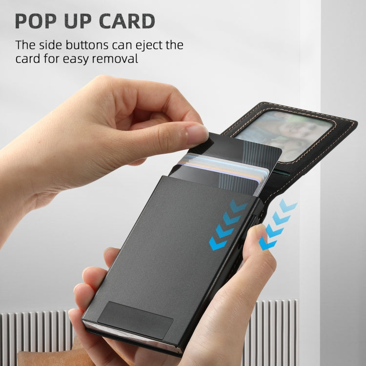 For iPhone 14 Suteni H19 Litchi Grain 2-in-1 MagSafe Removable Card Box Back Phone Case(Black) by Suteni