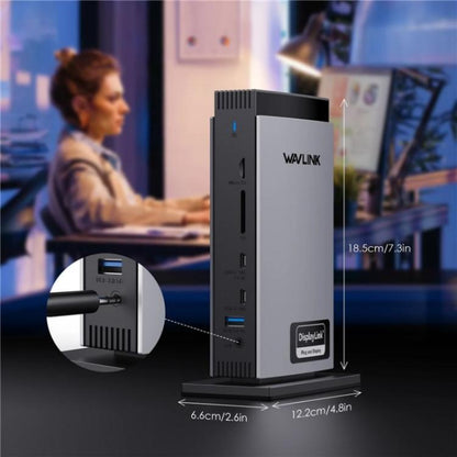 WAVLINK WL-UG69PD13Pro DisplayLink Docking Station 15 in 1 USB-C Hub for MacBook Laptop(UK Plug) by WAVLINK