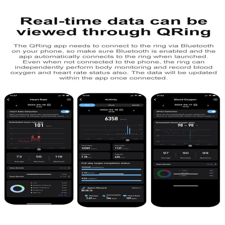 R04 SIZE 13 Smart Ring, Support Heart Rate / Blood Oxygen / Sleep Monitoring / Take Photos(Black) by bashfashion