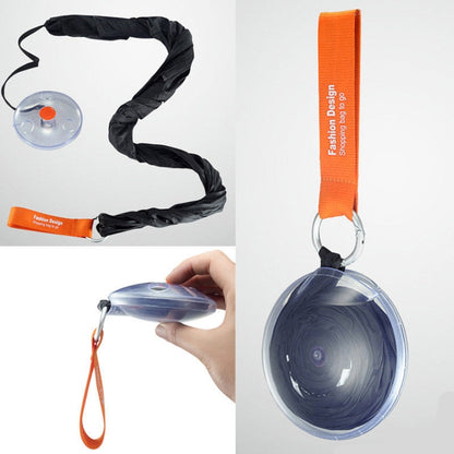 Portable Tote In Pouch Reusable Folding Carabiner Shopping Bag(Black) by bashfashion