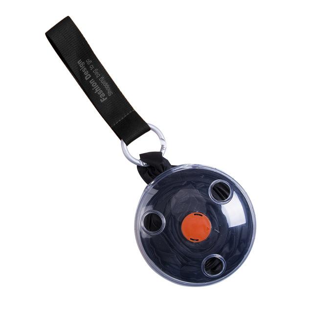 Portable Tote In Pouch Reusable Folding Carabiner Shopping Bag(Black) by bashfashion