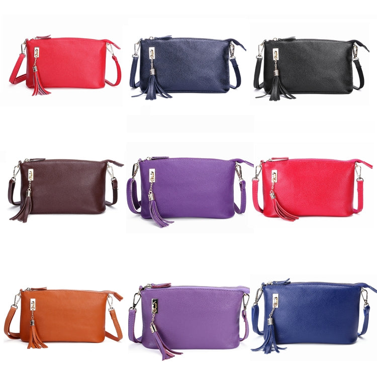 Ladies Fringed One-Shoulder Diagonal Bag Large-Capacity Casual Bag(Black) by bashfashion