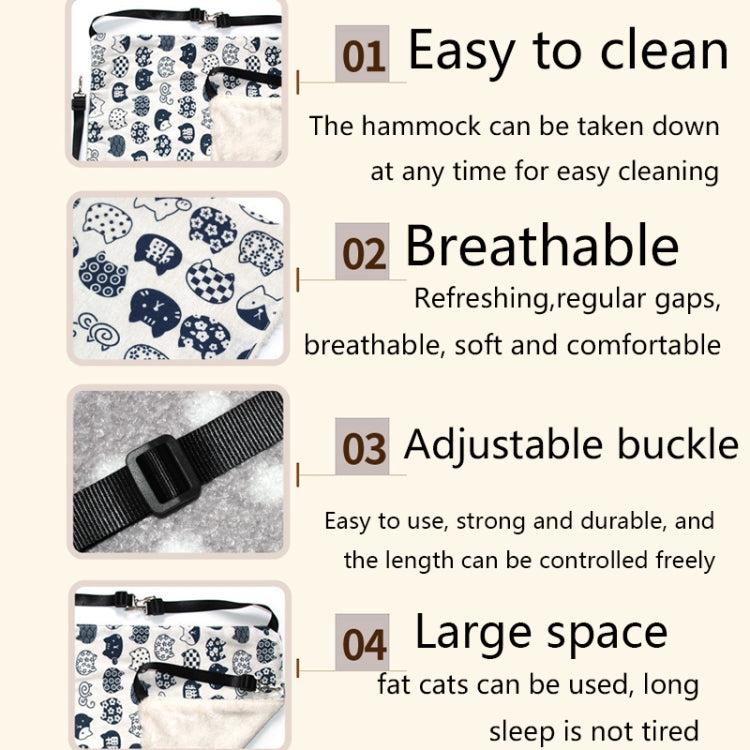 PE-160 Canvas Hanging Cat Cage Hammock Adjustable Length Swing Pet Nest, Size: M(Pink Winning Cat) by bashfashion