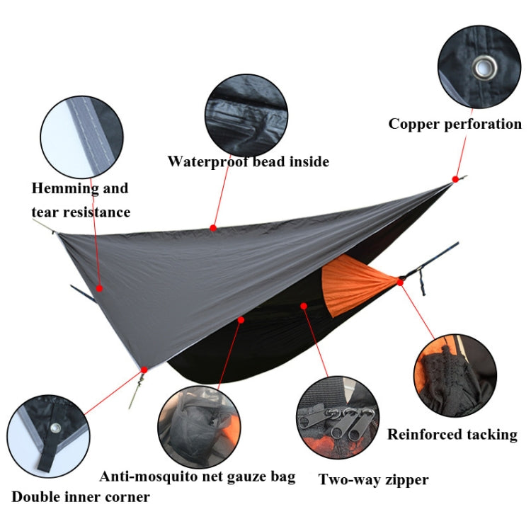 Strut Mosquito Net Hammock Diamond Sunshade Set Outdoor Camping Automatic Quick-Open Anti-Mosquito Hammock Canopy Set(Black) by bashfashion