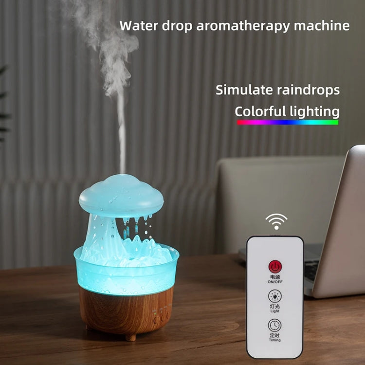 V50 Desktop Colorful Night Light Humidifier Wood Grain Water Drop Aroma Diffuser, Spec: US Plug(White) by bashfashion