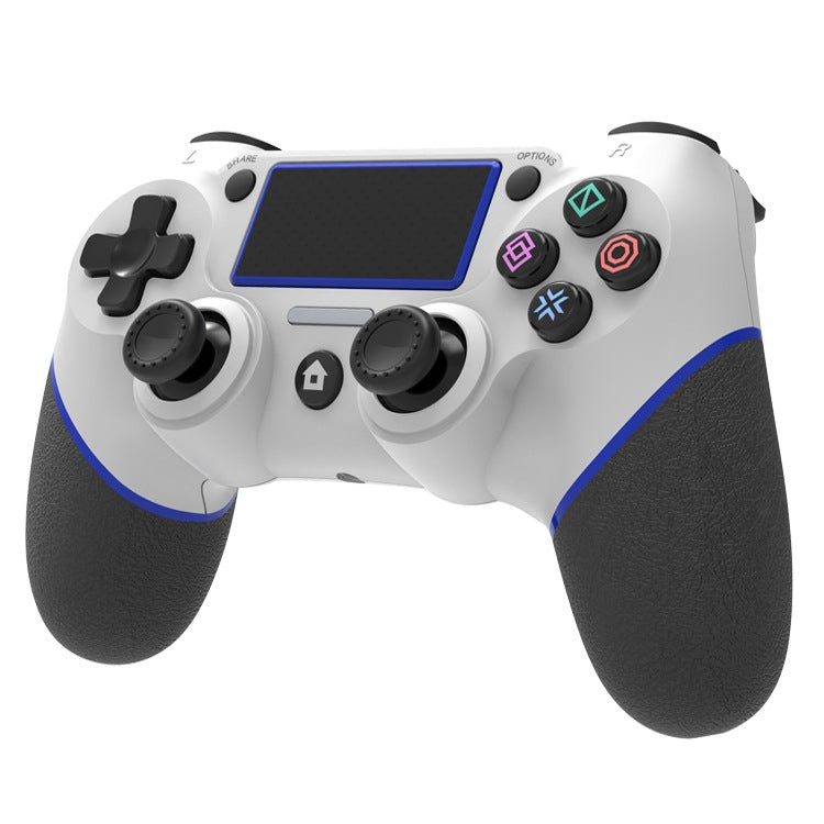 Wireless Bluetooth Rubberized Gamepad For PS4(White Blue) by bashfashion