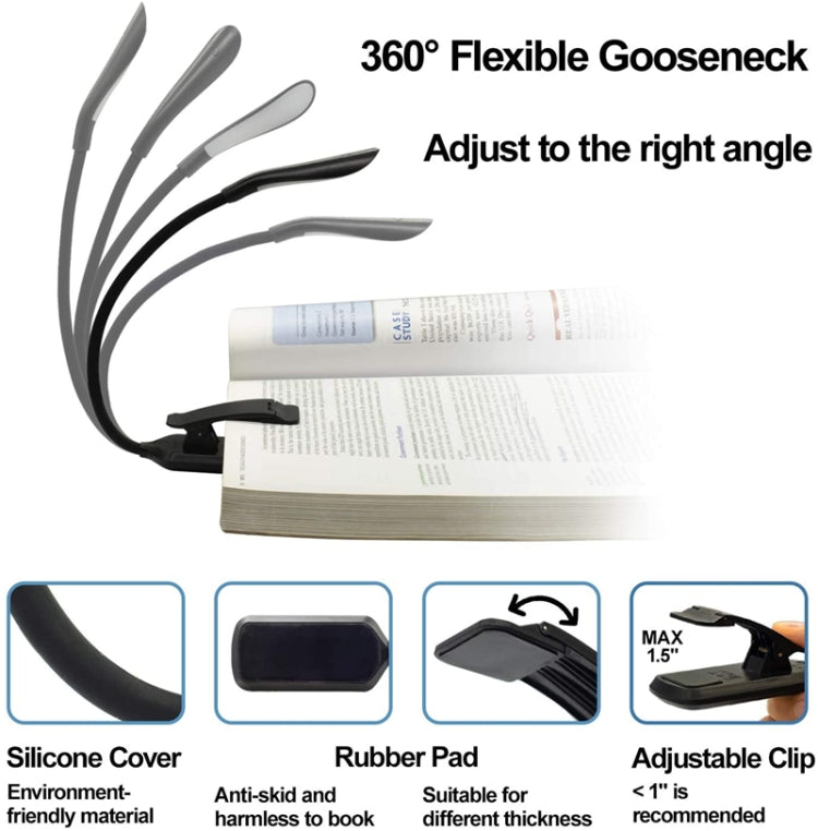 8027D-2 7 Beads LED Eye Protection Reading Folding Book Clip Light(White) by bashfashion