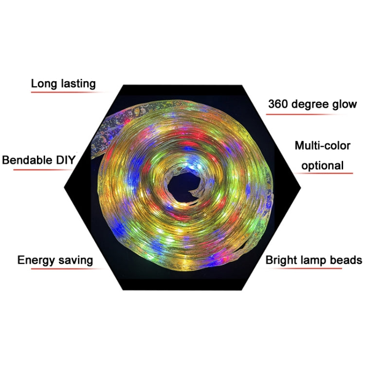 Christmas LED Lights Bronzing Double Ribbon String Lights, Specification: 4m(Gold Red Color Light) by bashfashion