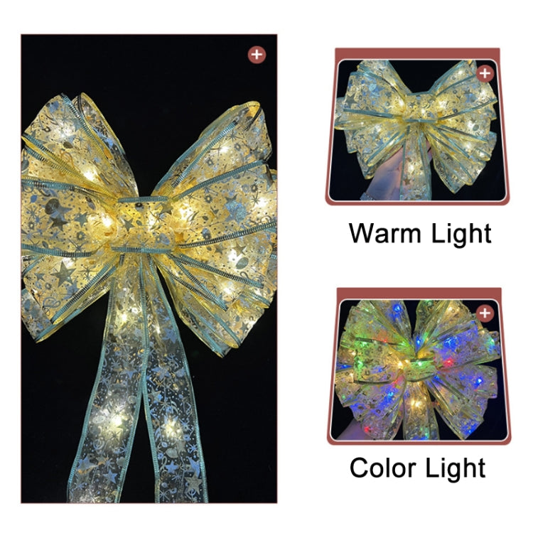 Christmas LED Lights Bronzing Double Ribbon String Lights, Specification: 2m(Gold Red Color Light) by bashfashion