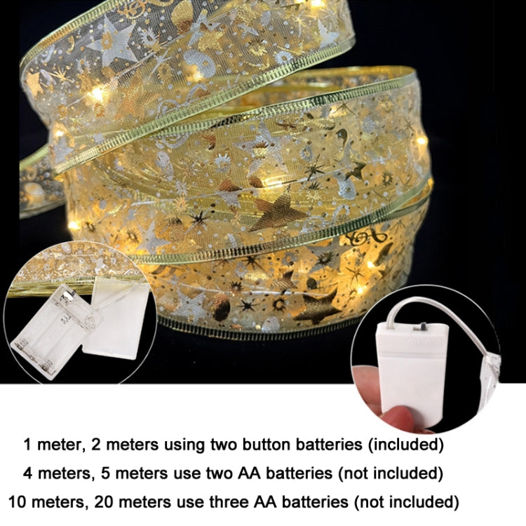 Christmas LED Lights Bronzing Double Ribbon String Lights, Specification: 4m(Gold Red Color Light) by bashfashion