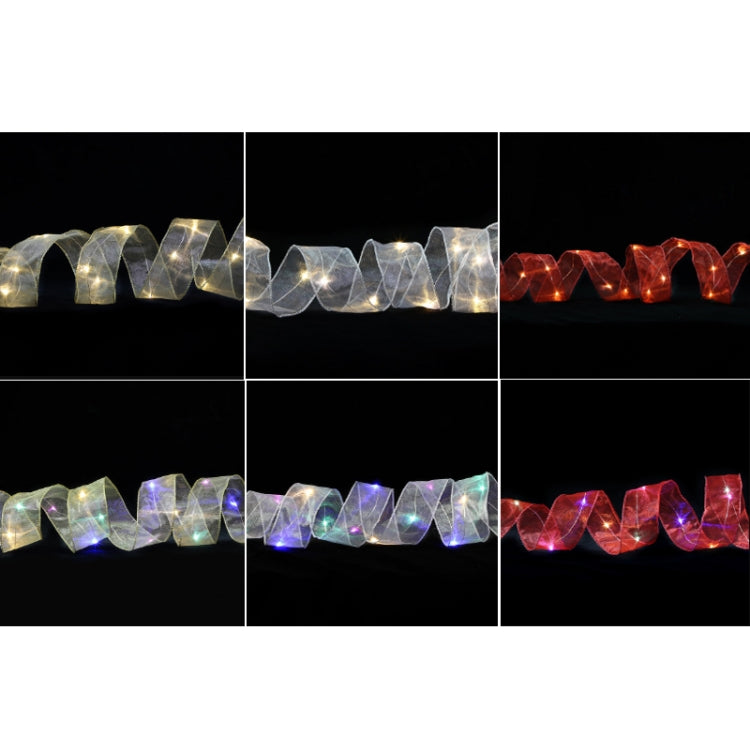 Christmas Ornament Double Light Board Yarn Ribbon String Lights, Specification: 1m(Red Warm Light) by bashfashion