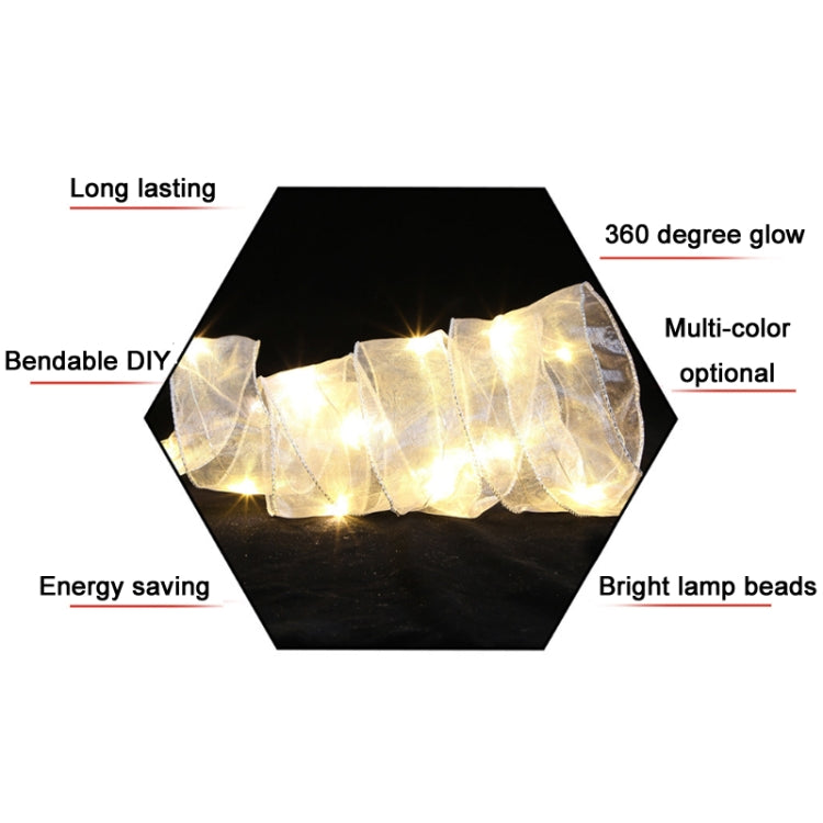 Christmas Ornament Double Light Board Yarn Ribbon String Lights, Specification: 1m(Silver Color Light) by bashfashion