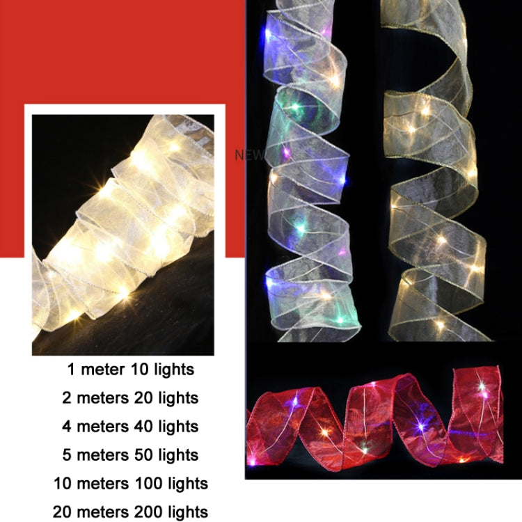 Christmas Ornament Double Light Board Yarn Ribbon String Lights, Specification: 1m(Silver Color Light) by bashfashion