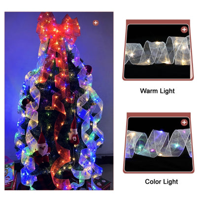Christmas Ornament Double Light Board Yarn Ribbon String Lights, Specification: 1m(Silver Color Light) by bashfashion