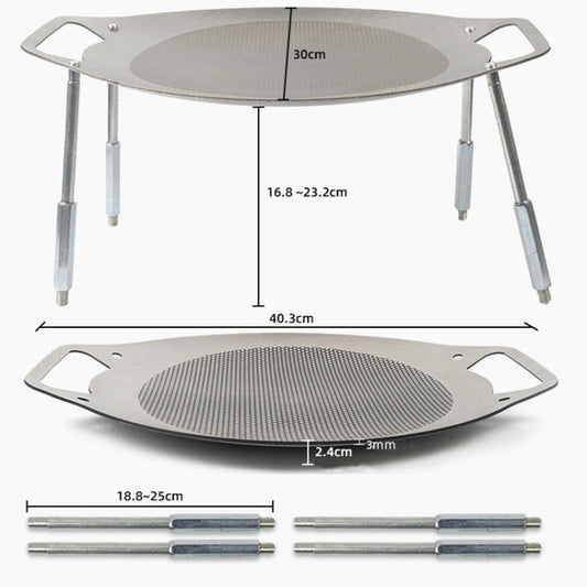 NOBANA Outdoor BBQ Pan Camping Stainless Steel Frying Pan, Style: BBQ Pan+Stand+BBQ Net+Hemp Rope by bashfashion