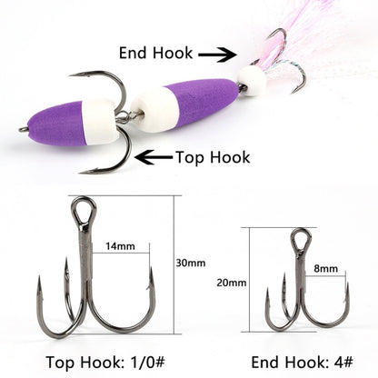 W.P.E PMG-M Foam Hook Soft Worm Bait Three Anchor Hook Fake Lures, Size: M(50) by W.P.E