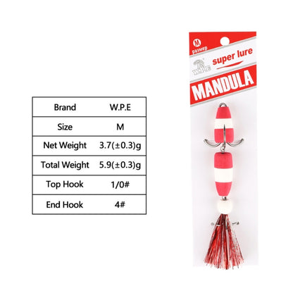 W.P.E PMG-M Foam Hook Soft Worm Bait Three Anchor Hook Fake Lures, Size: M(50) by W.P.E