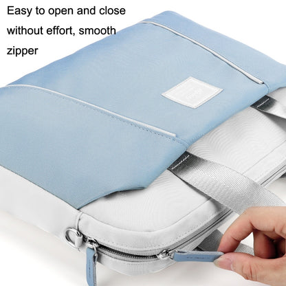 13.3-14 inch Computer Handheld Messenger Bag For Apple MacBook / Huawei / Xiaomi / Basne(Ladder tape light blue+gray PU power package) by bashfashion