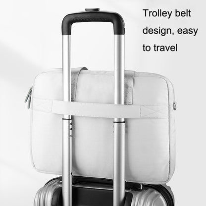 15.6 inch Computer Handheld Messenger Bag For Apple MacBook / Huawei / Xiaomi / Basne(Ladder tape light blue+gray PU power package) by bashfashion