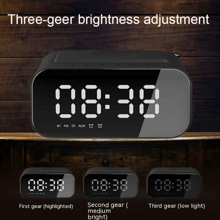 BT510 15W LED Clock Wireless Charging Bluetooth Speaker Multifunctional Smart Mirror Alarm Clock Audio(White) by bashfashion