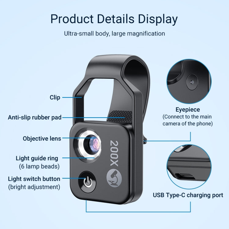 APEXEL APL-MS002CWH 200x High-Definition Children Science Education Microphone Lens With CPL(Black) by APEXEL