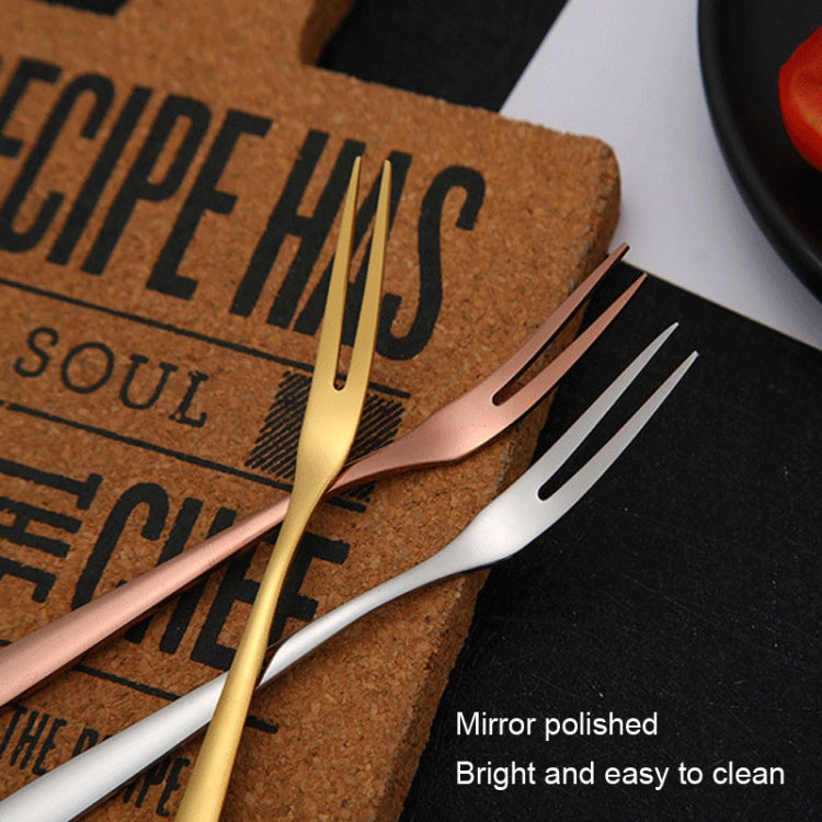 2pcs 304 Stainless Steel Fruit Cake Fork Plating Titanium Tableware, Color: Blue by bashfashion