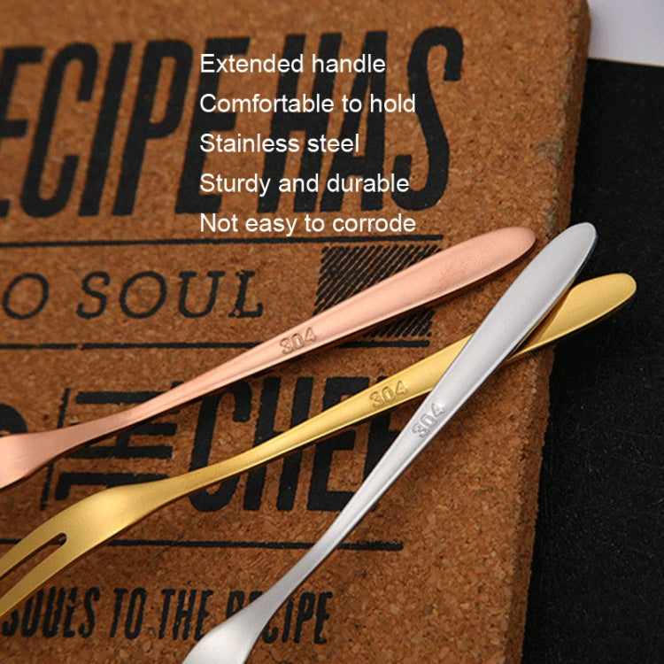 2pcs 304 Stainless Steel Fruit Cake Fork Plating Titanium Tableware, Color: Blue by bashfashion